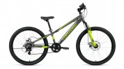 Велосипед 24' хардтейл, рама алюминий FORWARD RISE 24 2.0 disc серый/зеленый, 7ск., 11' RBKW91647007